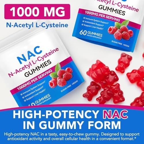 NAC Gummies for Adults & Kids 1000Mg – Chewable NAC Supplement N-Acetyl Cysteine