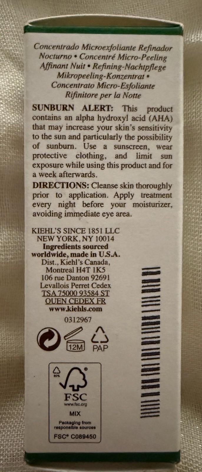 Kiehl’s Dermatologist Solutions Nightly Refining Micro-Peel 1.0 fl oz Face