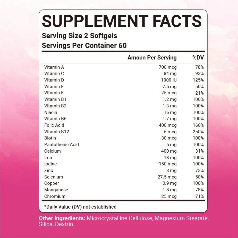 Women’s Multivitamins 120pcs – Metabolism, Anti-aging, Healthy Hair,Skin & Nails