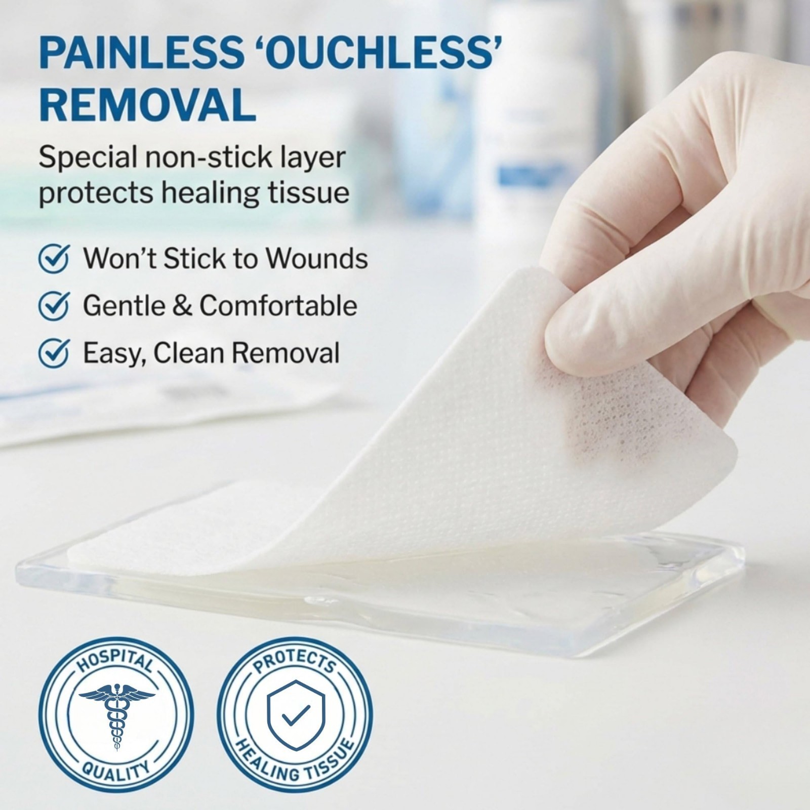 Non-Adherent Wound Pads 3×4 Inch, 100 Count, Sterile Non-Stick Dressings, Absorb