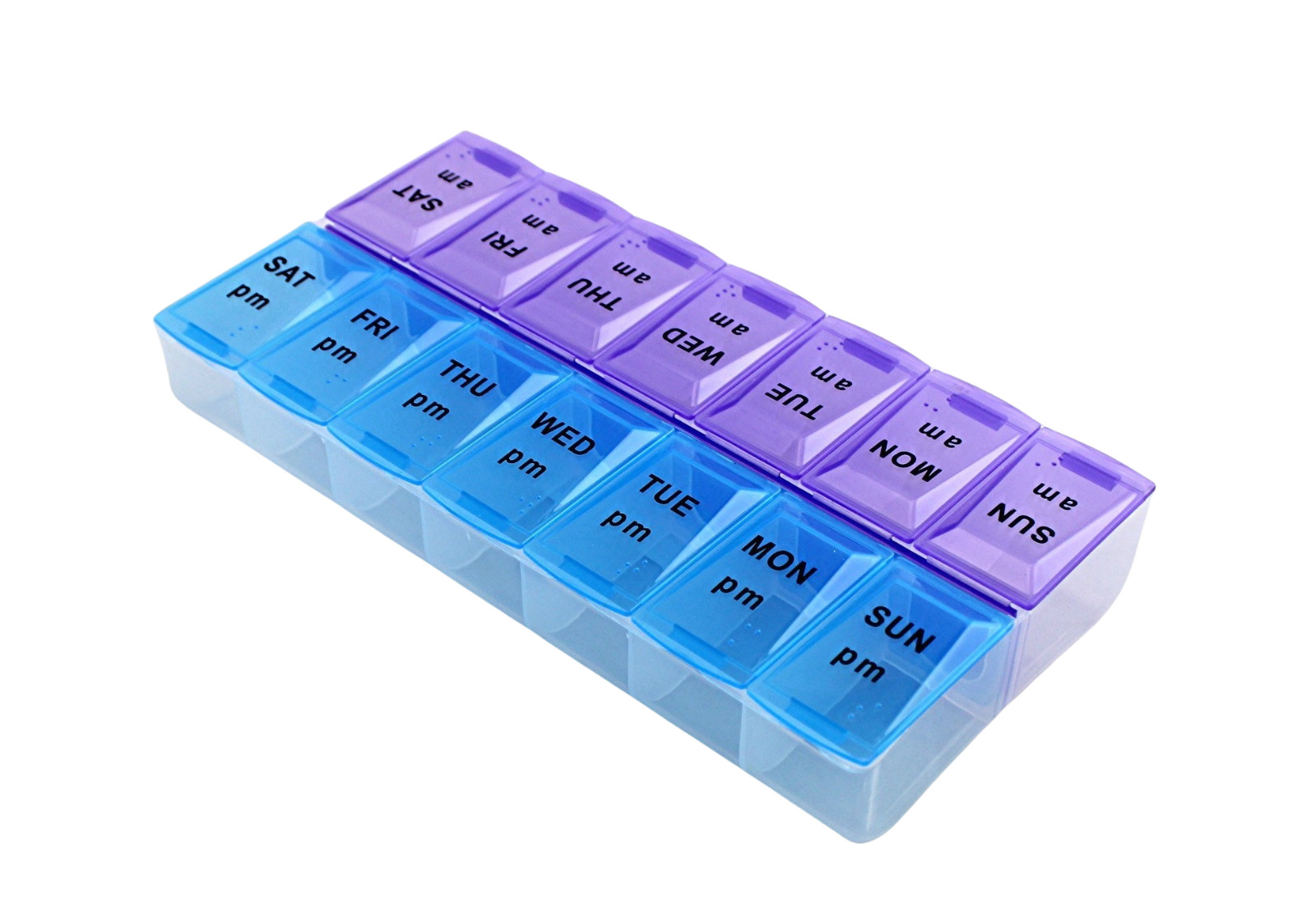 Jumbo Extra Large 9″ x 4.75″ Pill Organizer 7 Day 2 Times a Day Weekly Pill Box