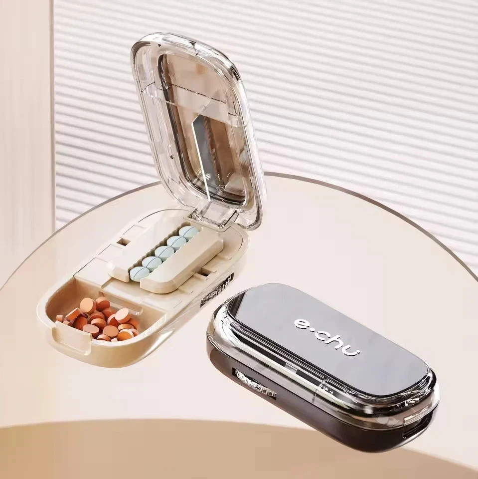 Adjustable Precise Pill Cutter Storage Box Portable Drug Tablet Medicine Dust US