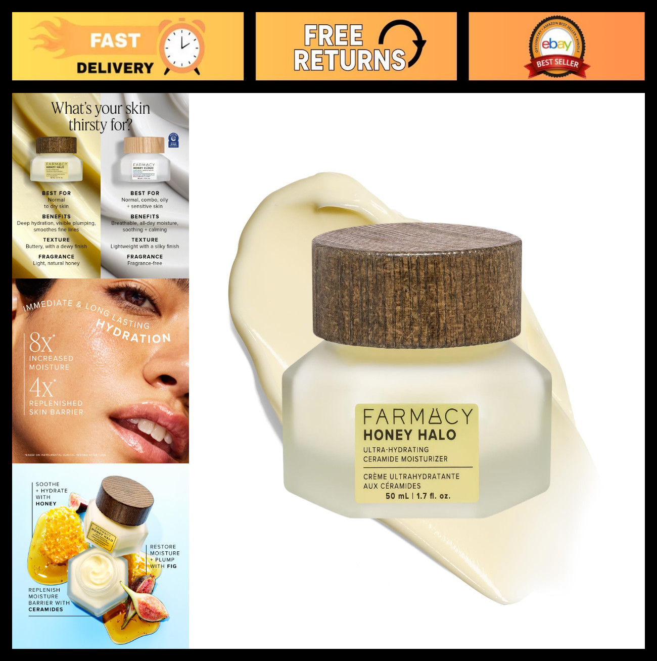 Ultra Hydrating Face Moisturizer with Honey & Ceramides – Plump & Restore Dry Sk
