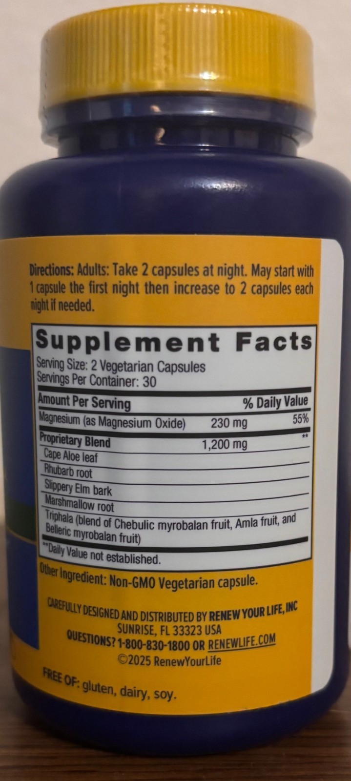 RenewLife Cleanse More Overnight Formula 60 Vegetarian Capsules Herb/Mineral