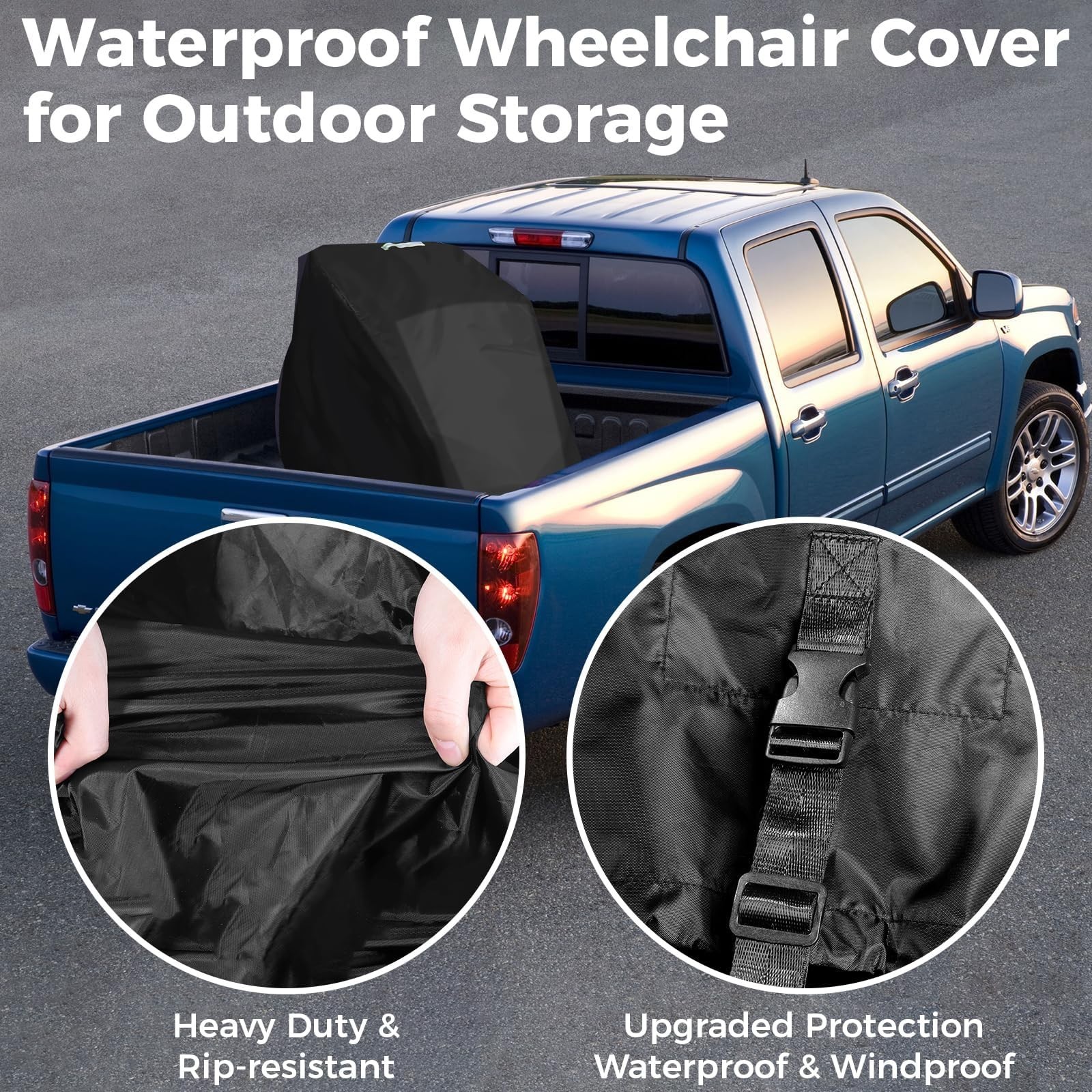 Heavy Duty Waterproof Wheelchair Cover with Reflective Handle – Rain, Dust & UV