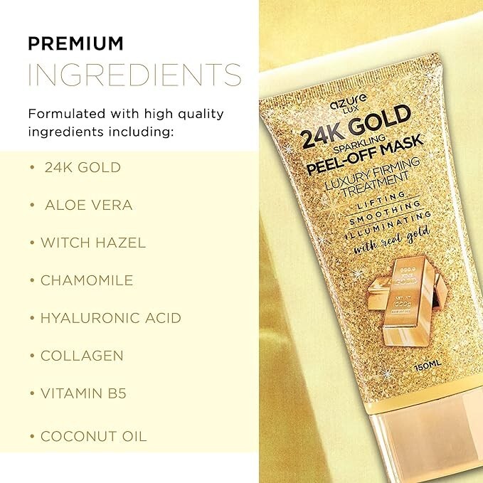 Azure Cosmetics 24K Gold Peel Off Face Mask- Anti Aging-5.07 fl.oz.