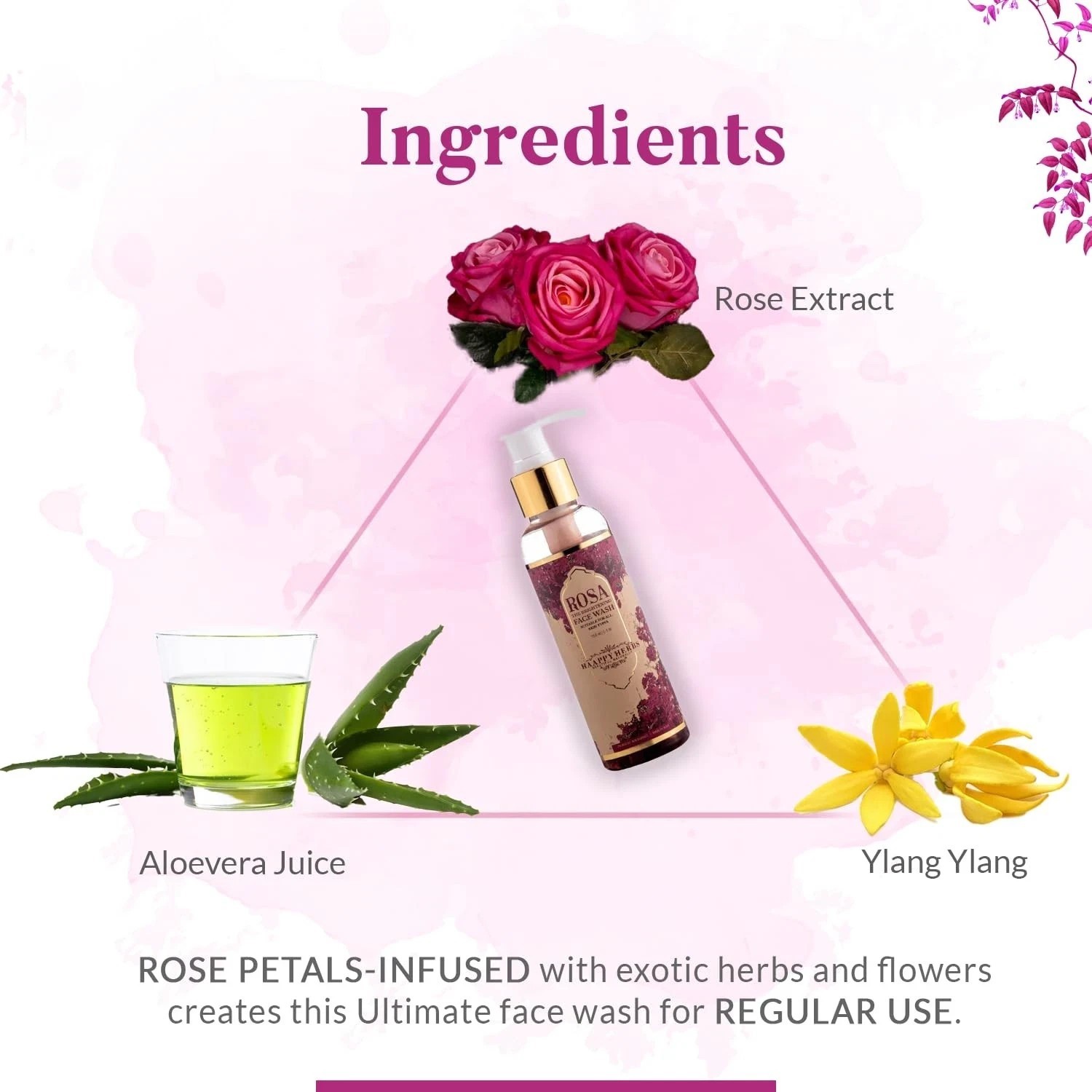 Haappy Herbs Rosa The Brightening Face Wash For All Skin Types 150ml