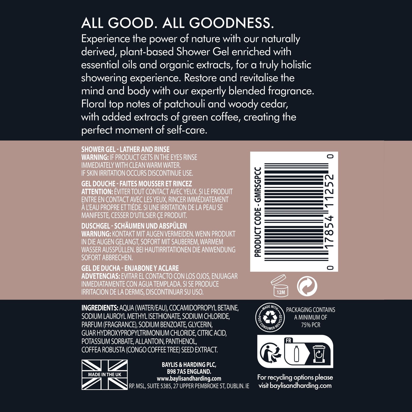 & Goodness Mens Patchouli Natural Body Wash 16.9 Fl. Oz Pack Of