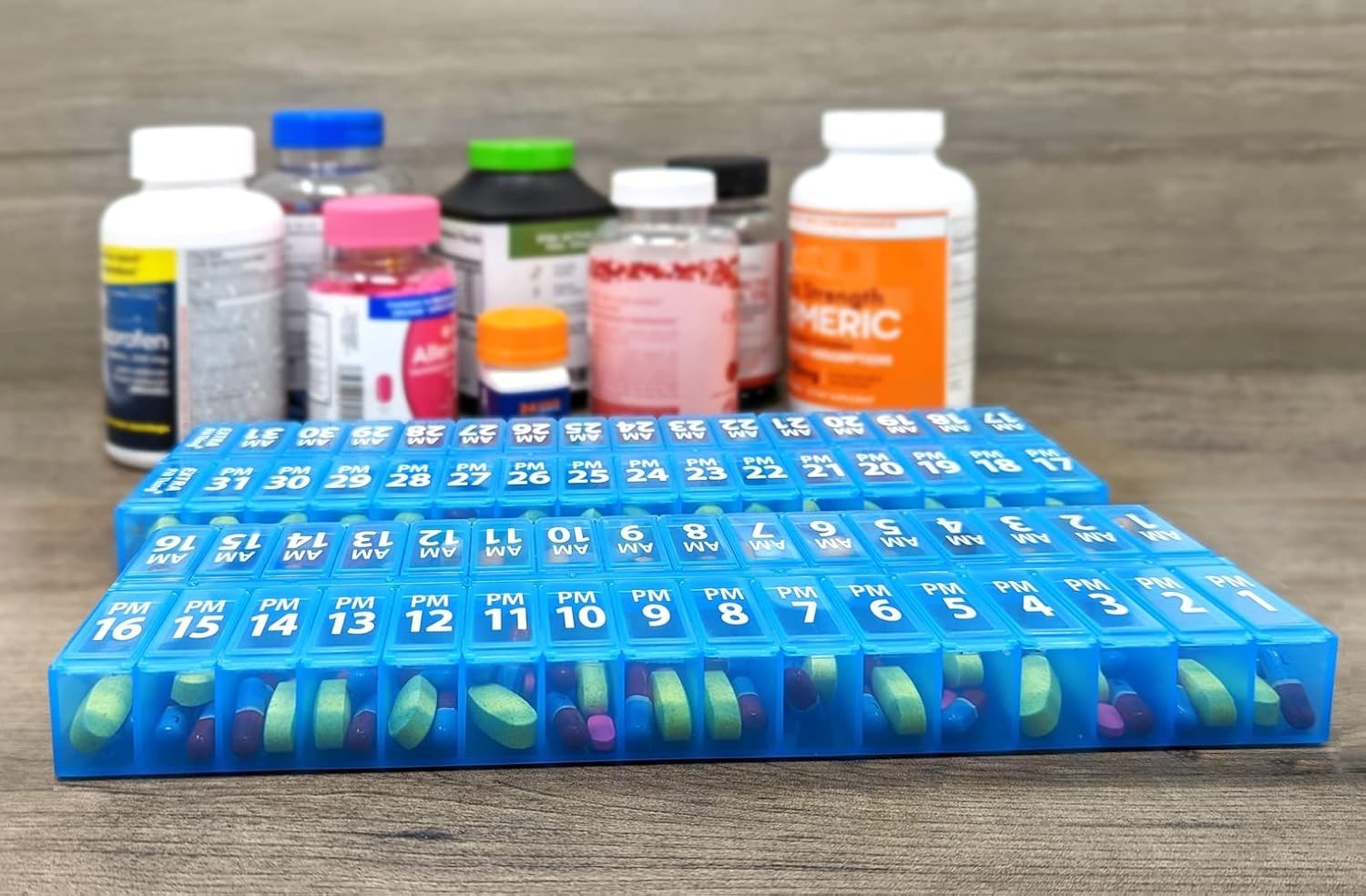 31 Day Twice-a-Day Monthly Pill Box Planner Set – AM & PM Medication Organizer