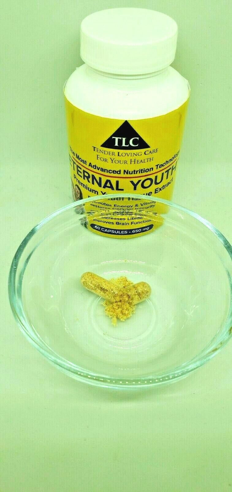YOUNG TISSUE EXTRACT TLC ETERNAL YOUTH 650mg 60 Caps ANTI AGING FORMULA -POTENT