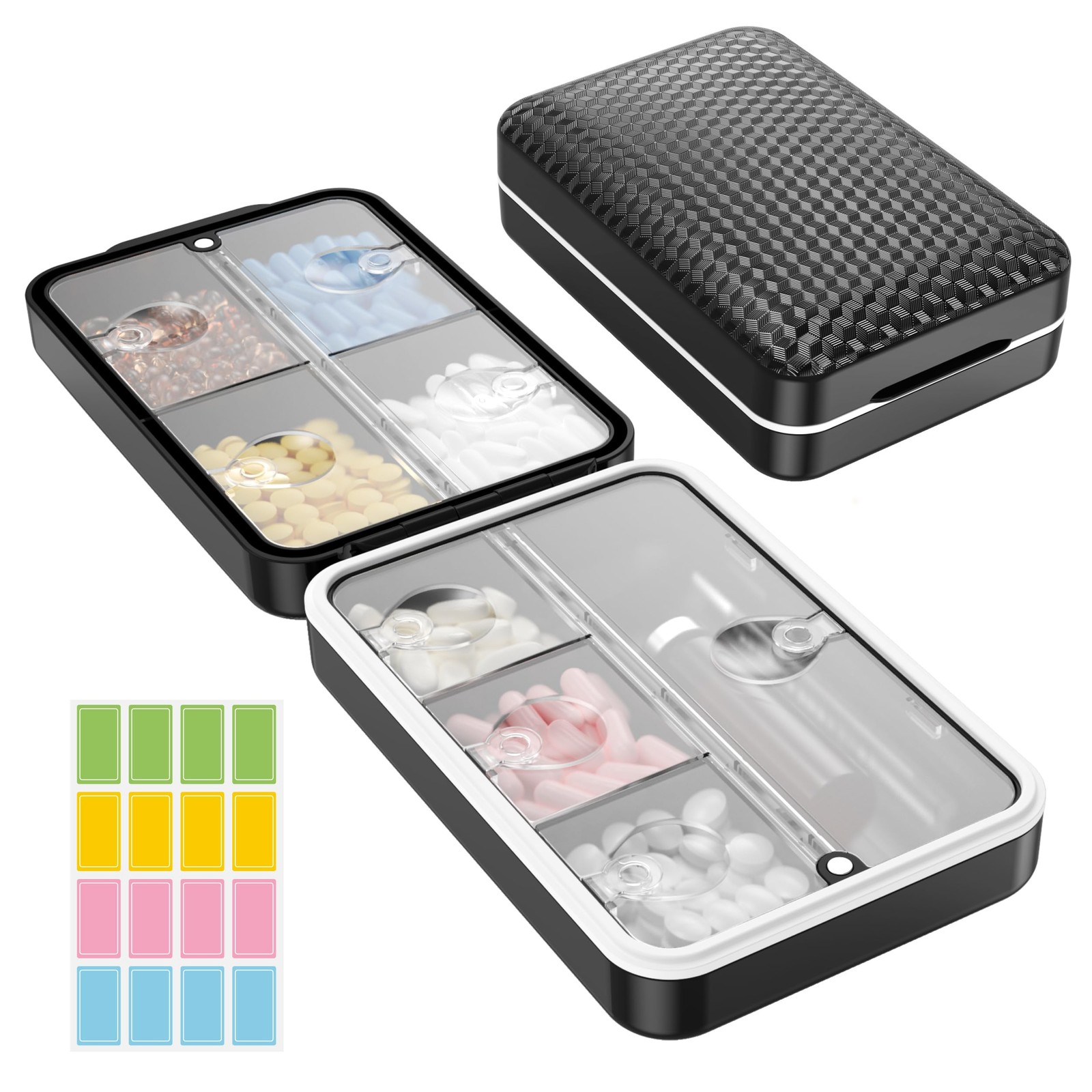 Weekly Pill Organizer 8 Compartment, [Triple Seal Magnetic Lock] Travel Pill …