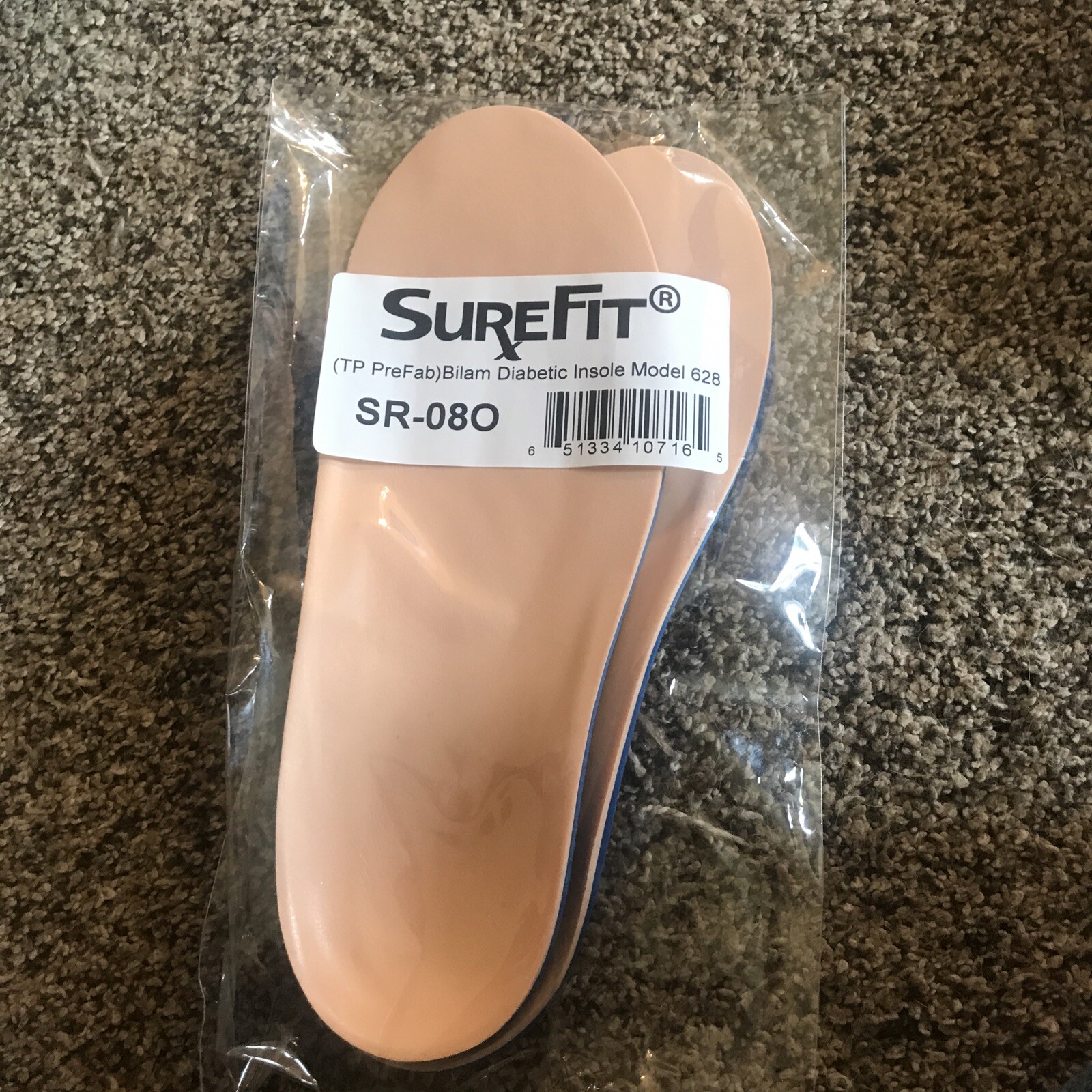 SureFit (TPPreFab) Bilam Diabetic Insole Model 628 SR-08o NEW