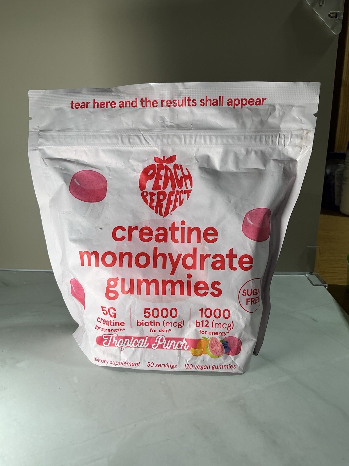 Peach Perfect Creatine Monohydrate Gummies 120 7/27*Free Shipping