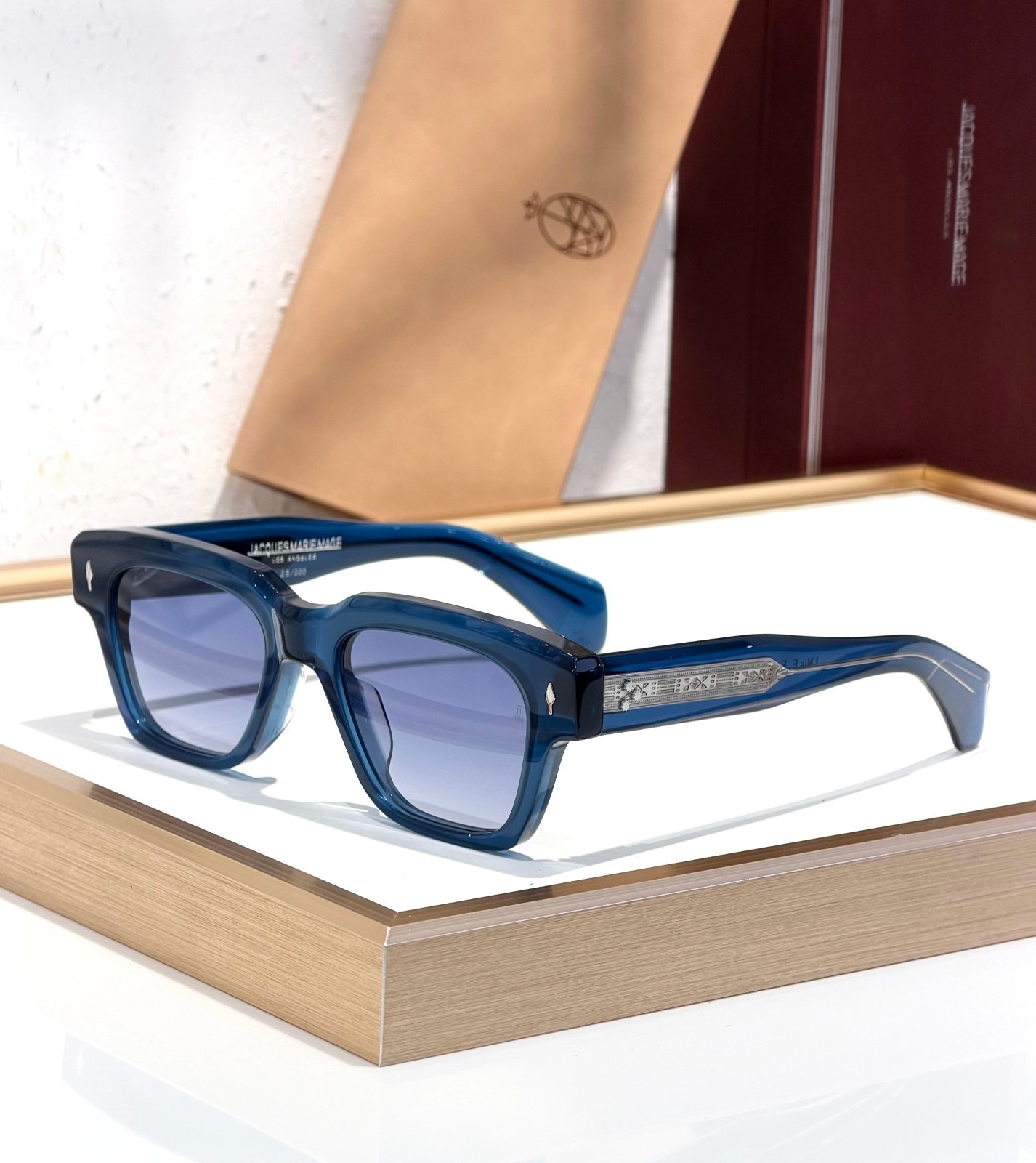JACQUES MARIE MAGE Fellini 10mm Acetate Sunglasses Smoke Grey Blue Lens 51mm