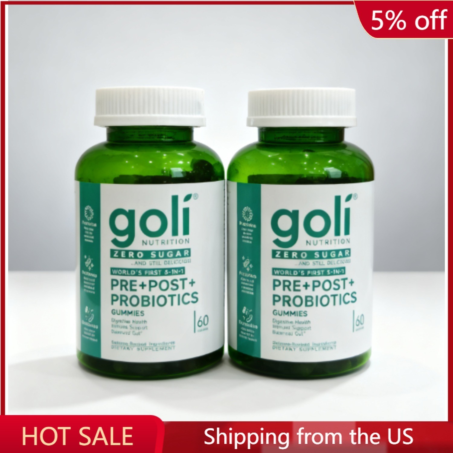 NEW Goli Zero Sugar 3-in-1 PRE+POST+PROBINTICS Gummies – 60Count