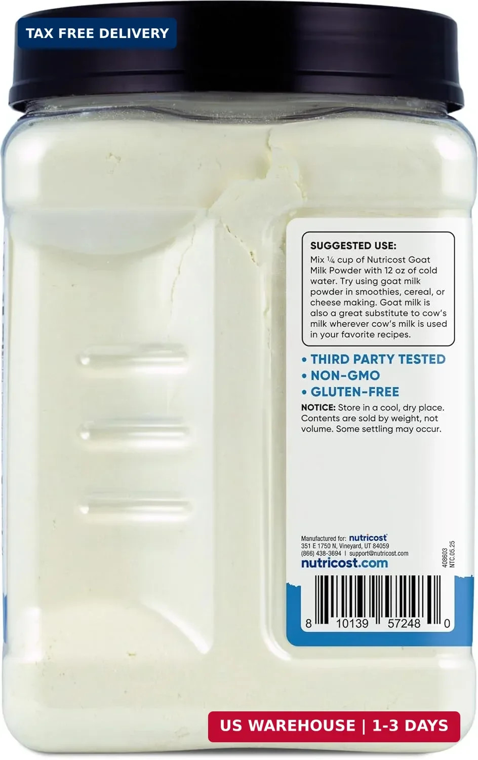 Nutricost Goat Milk Powder 2 LB Unflavored – Gluten-Free, Non-GMO