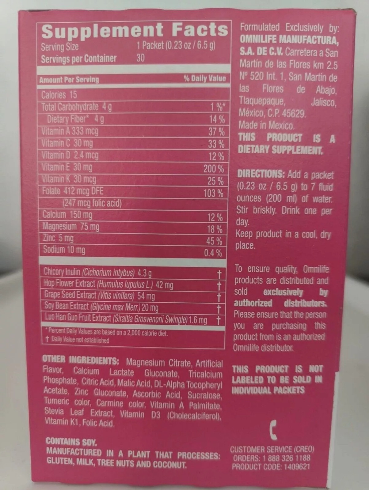 fem plus box with 30 packets net wt 6.9oz Artificial Peach Flavor