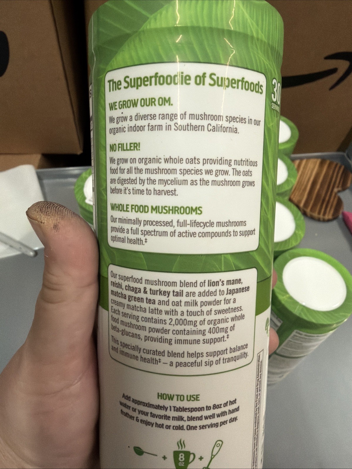 Om Mushroom Superfood Matcha Latte Blend Mushroom Powder, 8.47 Ounce. 05/26