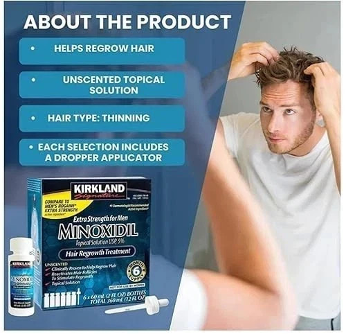 Minoxidil 5% Extra Strength Men 6 Month Supply Hair Regrowth Solution Free Ship
