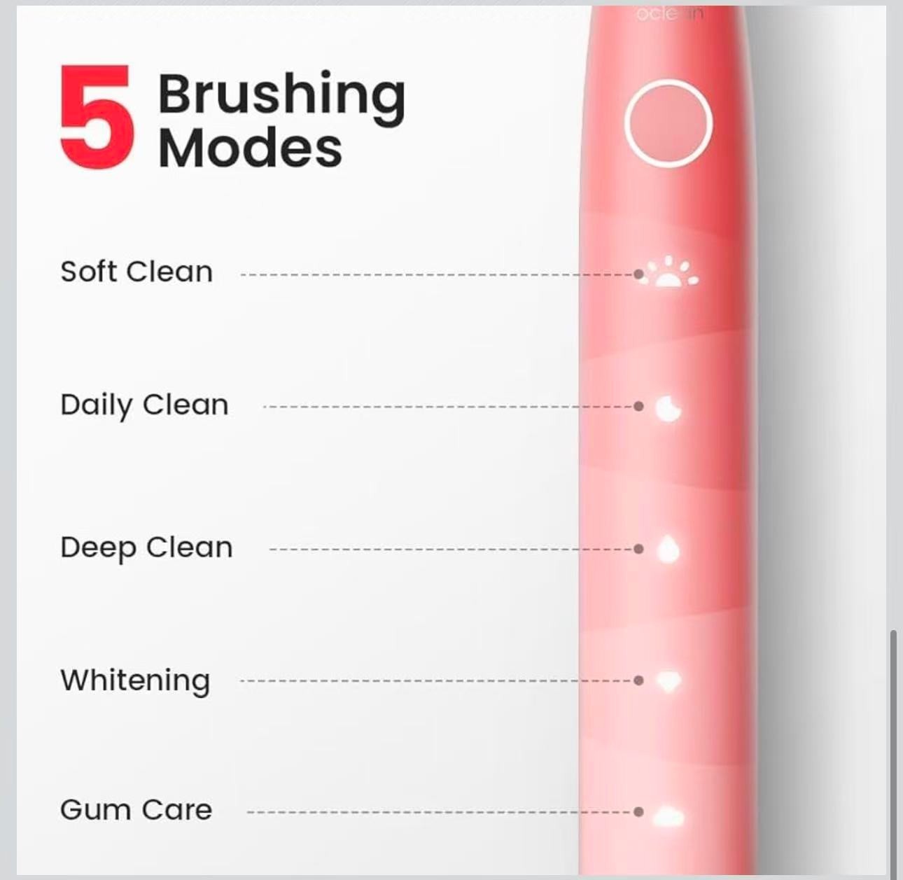 pink Electric Toothbrush Toothbrush with 6 Brush Heads5 Modes and Smart Timer