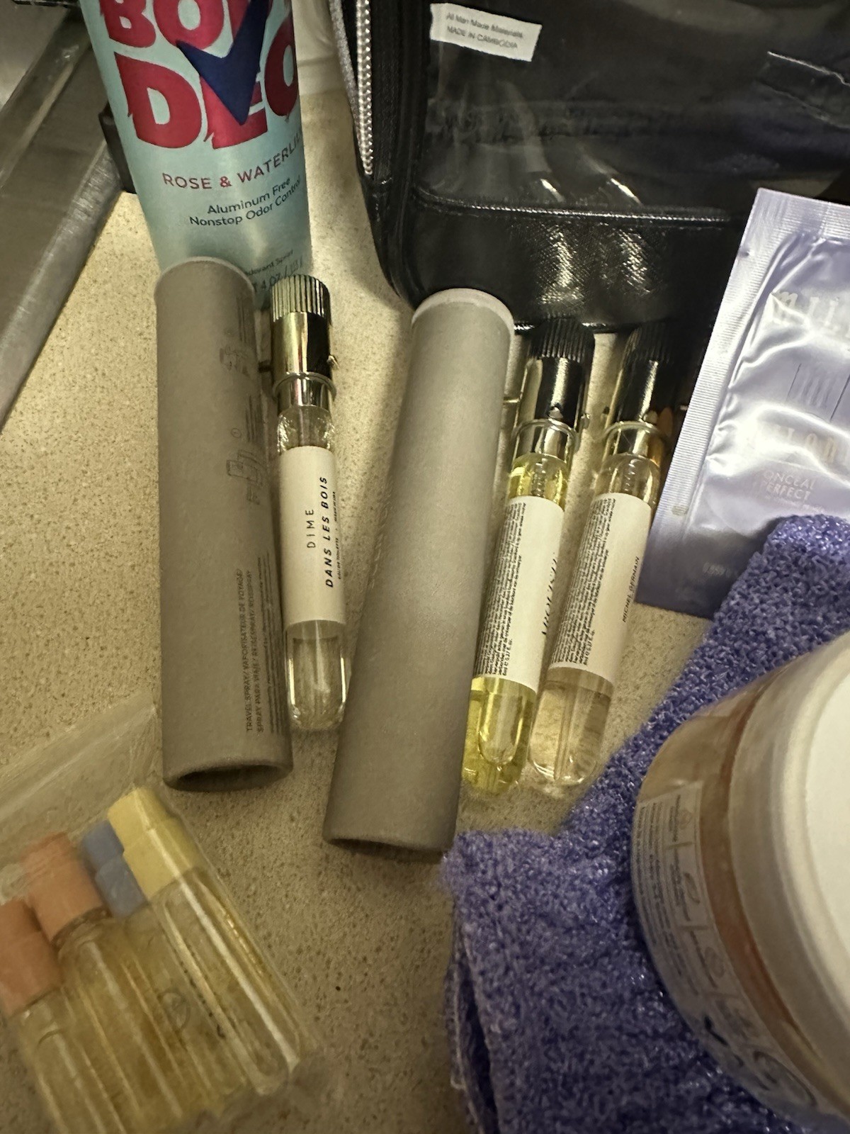 Mixed Brands Travel Size Bath & Body Lot Bag Dove Degree + Flowerbomb Rose