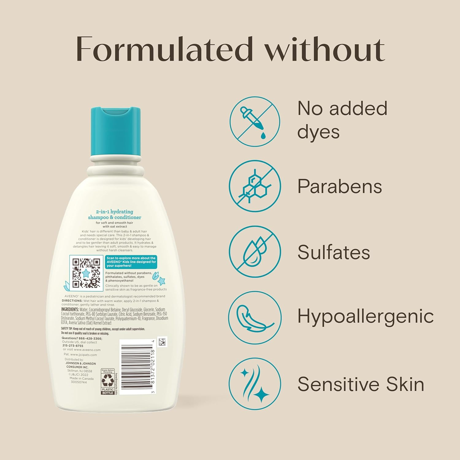 Aveeno Kids Shampoo & Conditioner, Formulated with Oat Extract to Gently Cleanse