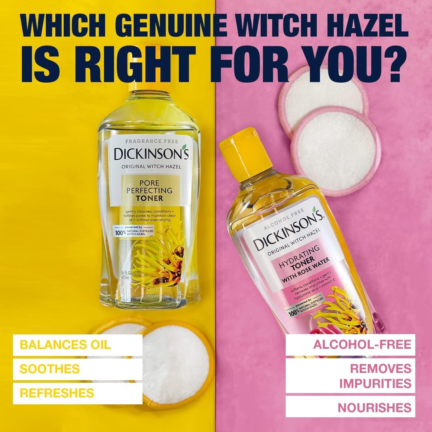 Dickinson’s Enhanced Witch Hazel Hydrating Toner with Rosewater, Alcohol Free