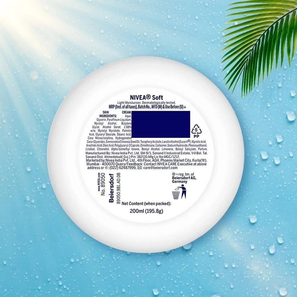 Nivea Soft Light Moisturizer For Face Hand & Body Instant Hydration, 300ml+100ml