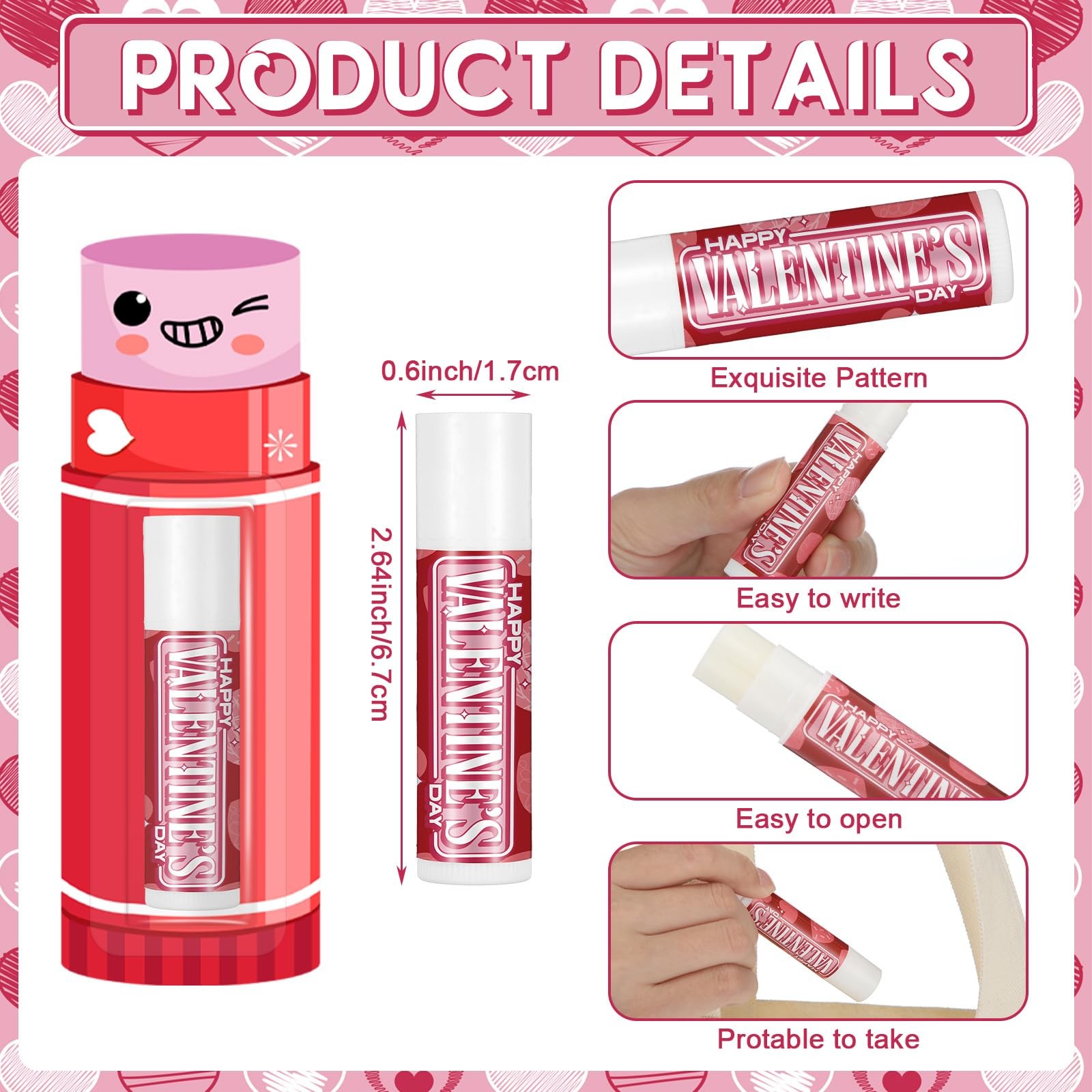 24 Set Valentine’s Gift Lip Balms Bulk with Cards Galentine’s Day Gifts Valen…