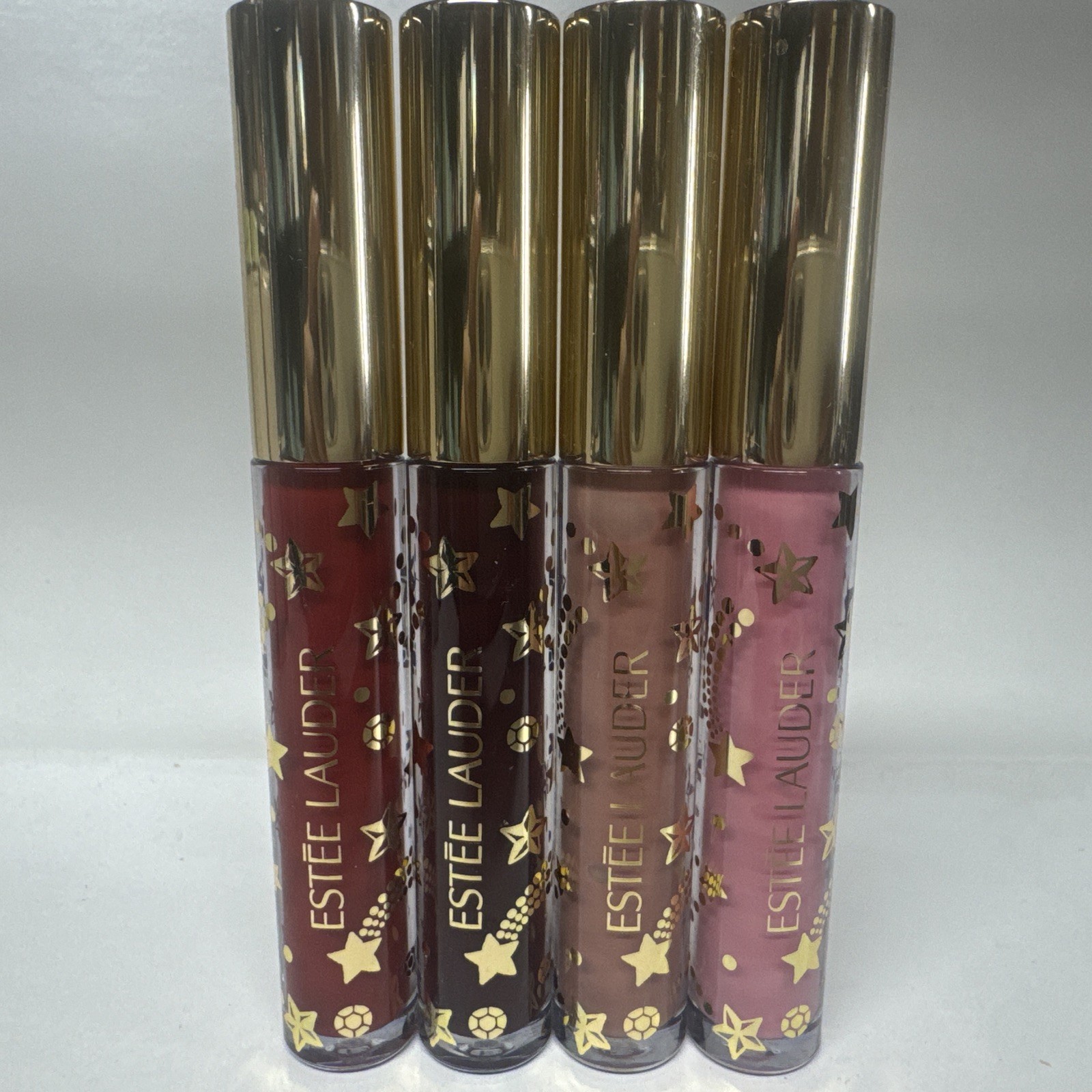 ESTEE LAUDER LIP GLOSS SET of 4 FULL SIZE ruby quartz divine plum sundrops new