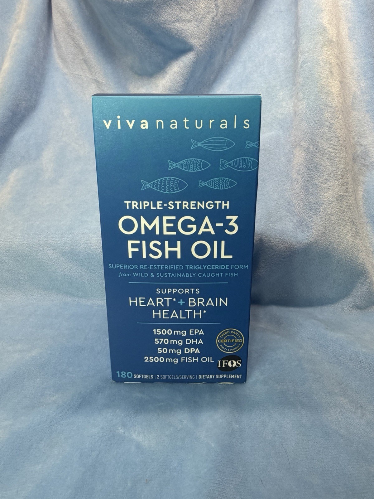 Viva Naturals Triple Strength Omega 3 Fish Oil 2500 mg High Potency 180 Softgels