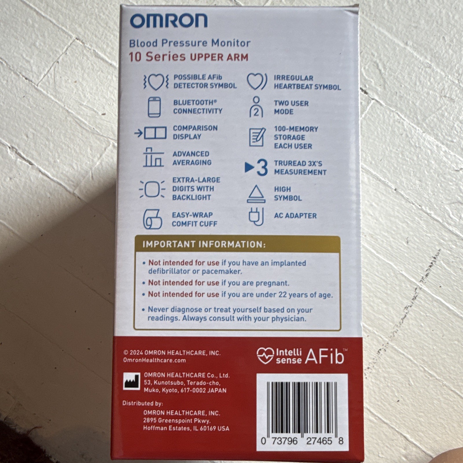 OMRON 10 Series Upper Arm Digital BP Monitor Bluetooth AFib, TruRead, 2 Users