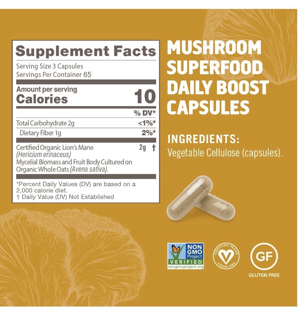 Om Mushroom Superfood Lion’s Mane Capsules, 195 ct..