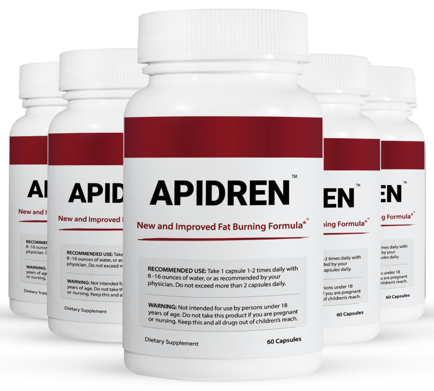 5 Pack Apidren, fórmula para ayudarte a quemar grasa-60 Capsulas x5
