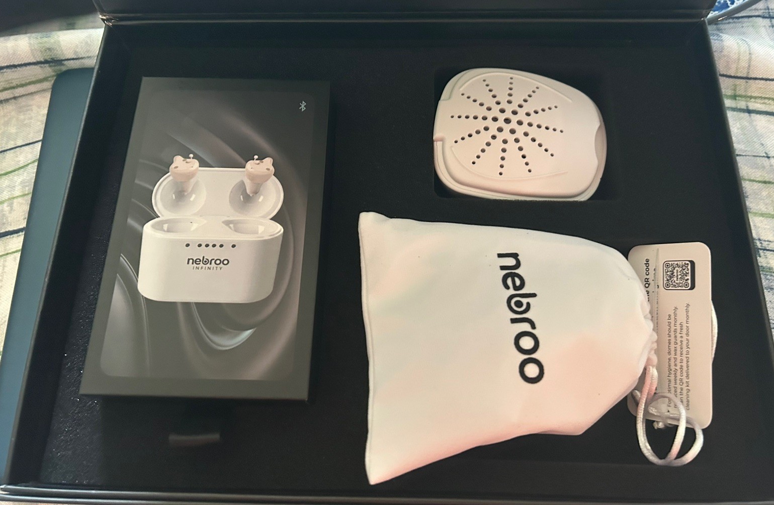 Nebroo INFINITY CIC Bluetooth Rechargeable Hearing Aid /Charging Case/Sanitizer