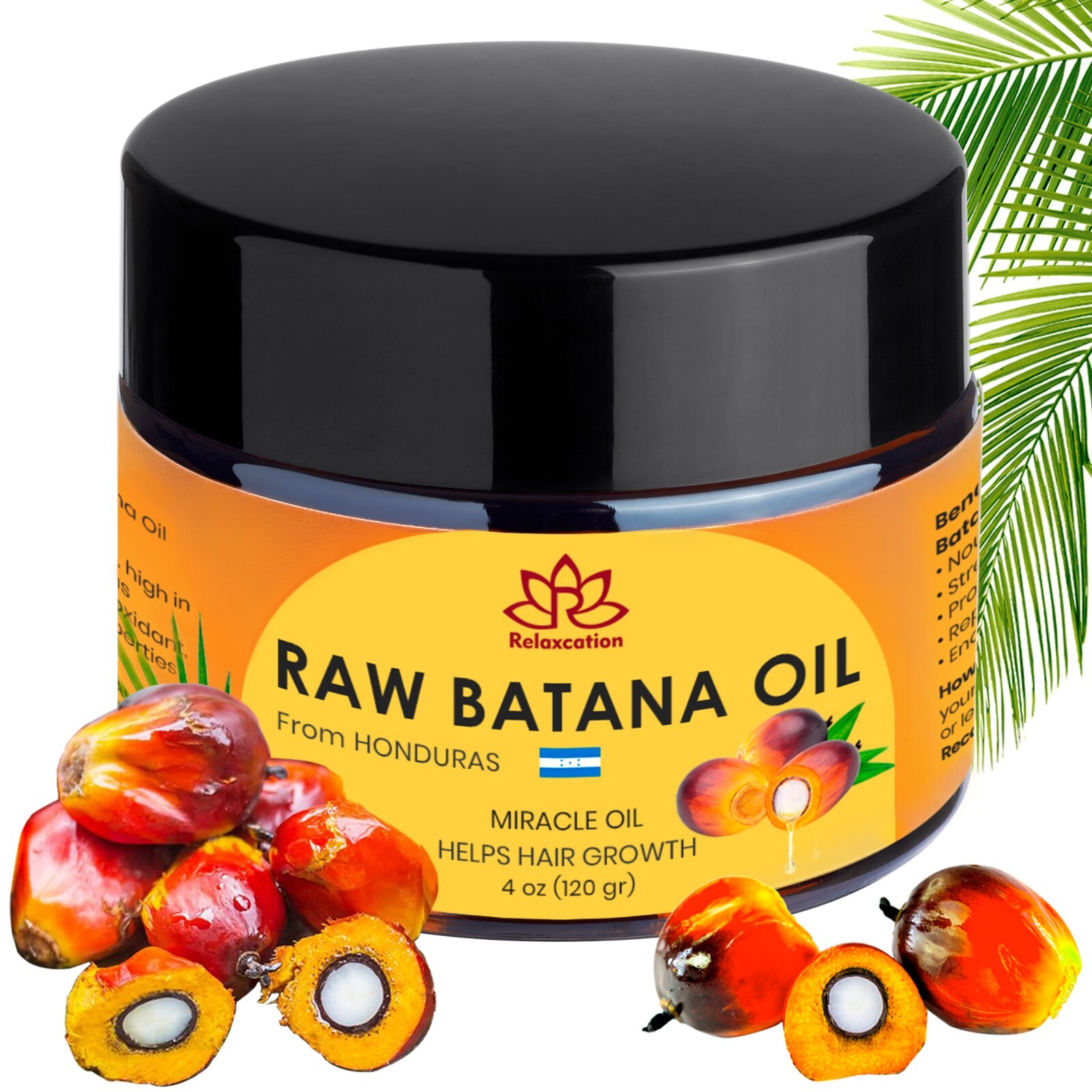 Batana oil Organic for HAIR GROWTH 4 oz – 100% Raw Pure BATANA OIL from Honduras