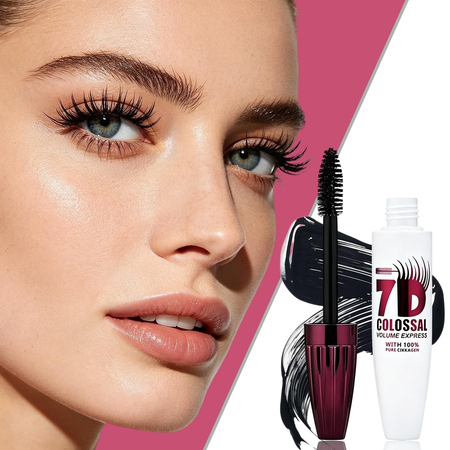 2PCS 7D Waterproof Mascara, Black Lengthening Thickening Softer Fuller Lashes Ma