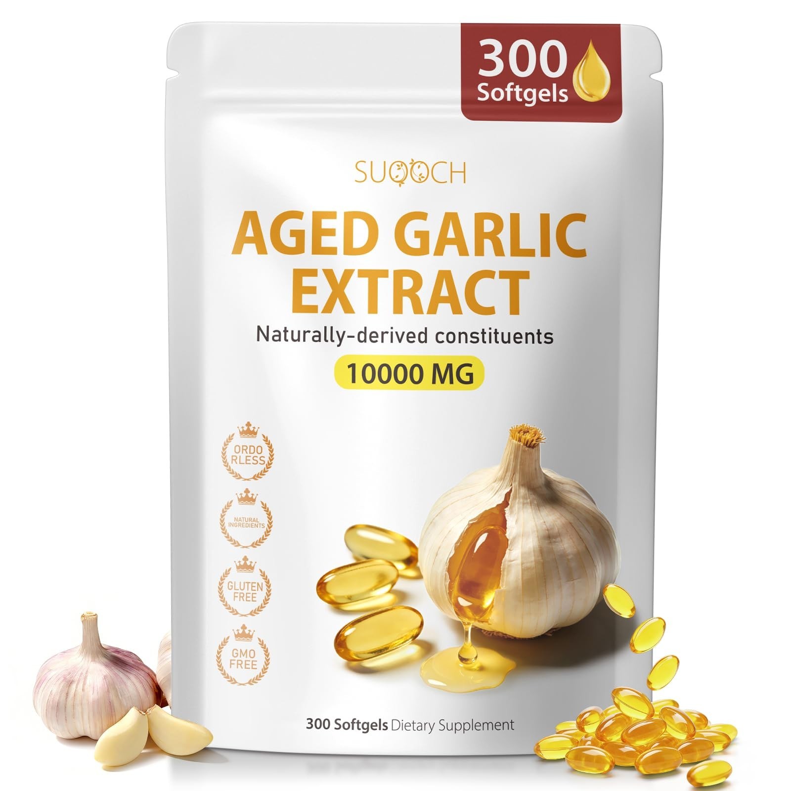 Aged Garlic Extract Softgels – 300 Count Non-GMO Supplements for Heart Health &
