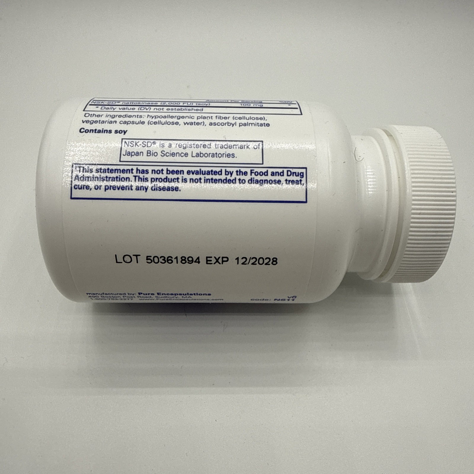 Pure Encapsulations NSK-SD Nattokinase 100mg 120 Capsules expires 10/2028