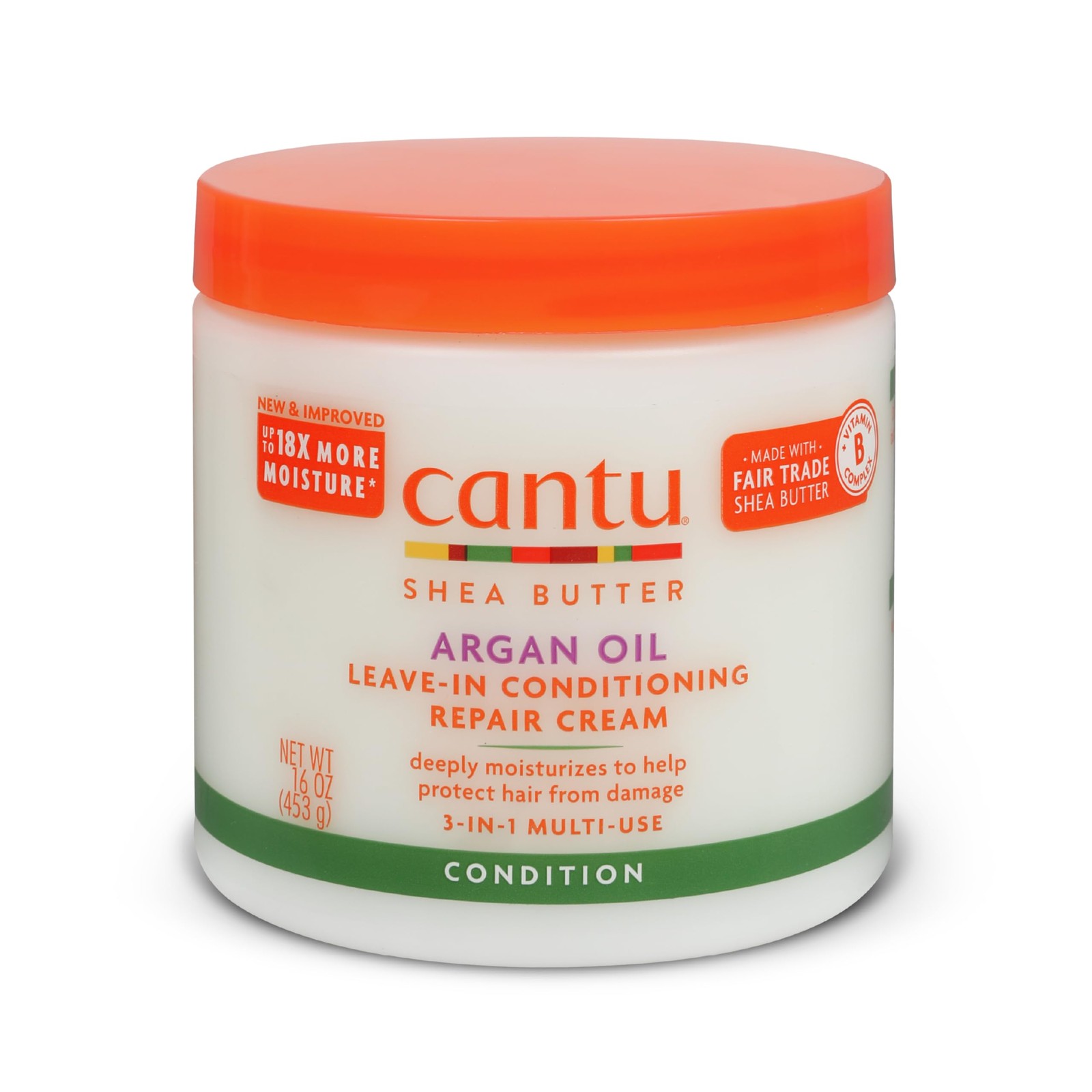 16 Ounce (Pack of 1), Cantu Argan Oil Leave in Conditioning Repair Cream, 16