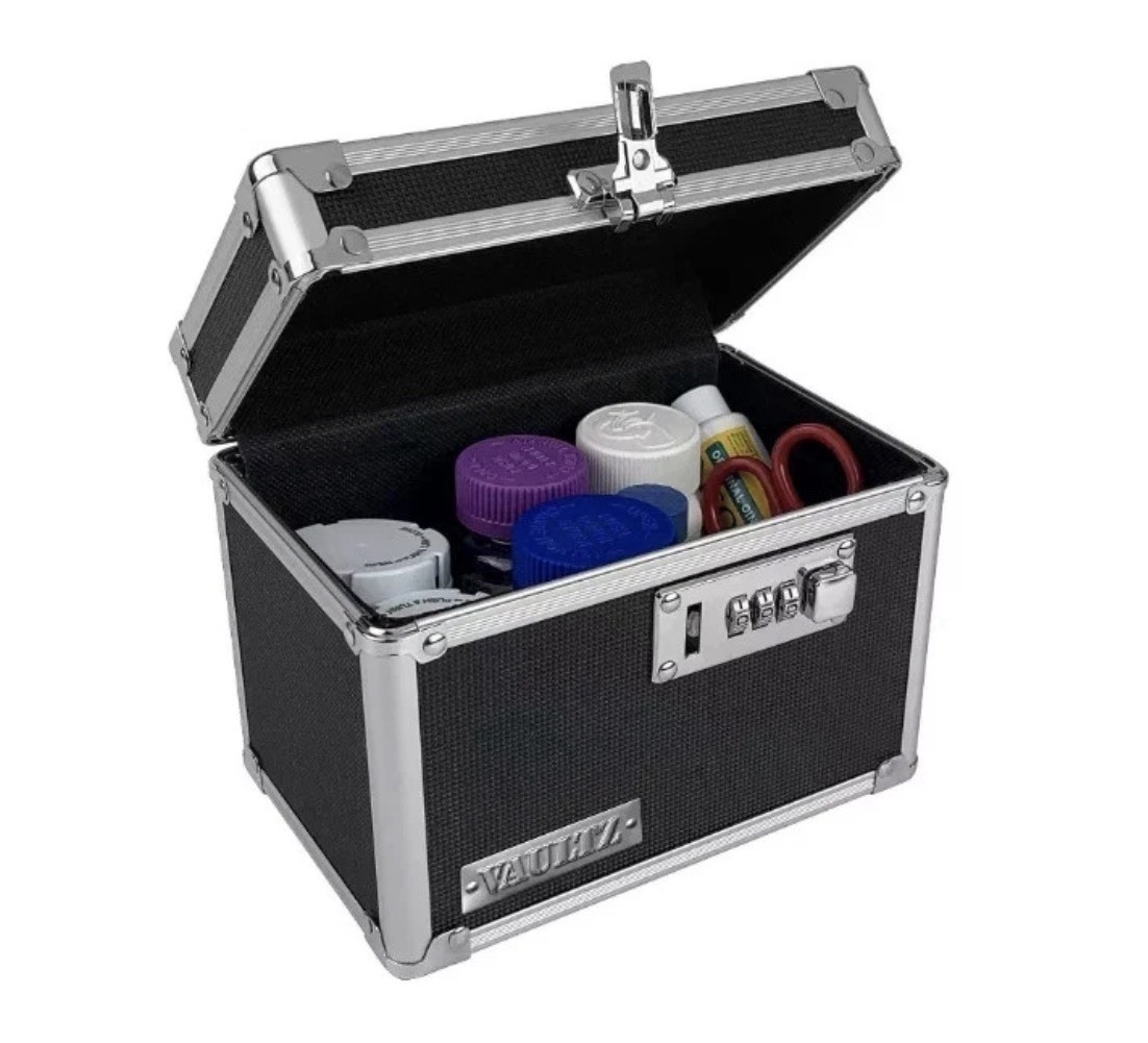 Vaultz Locking Medicine Box Black 5.25”x7”x5” w/3-Digit Combination Lock Black