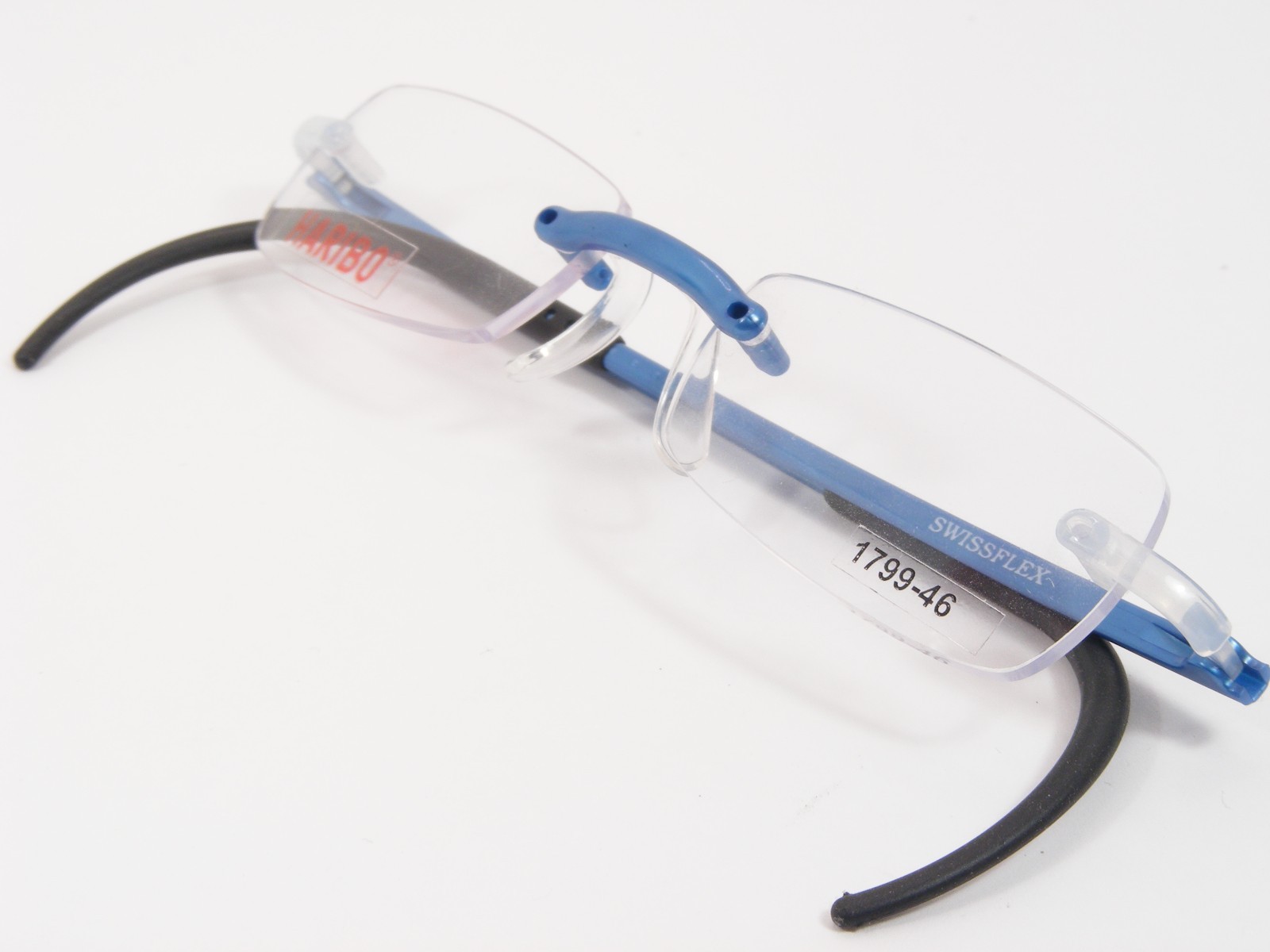 Swissflex HARIBO 1799 Blue UNIQUE RIMLESS EYEGLASSES GLASSES Swiss Made 46mm