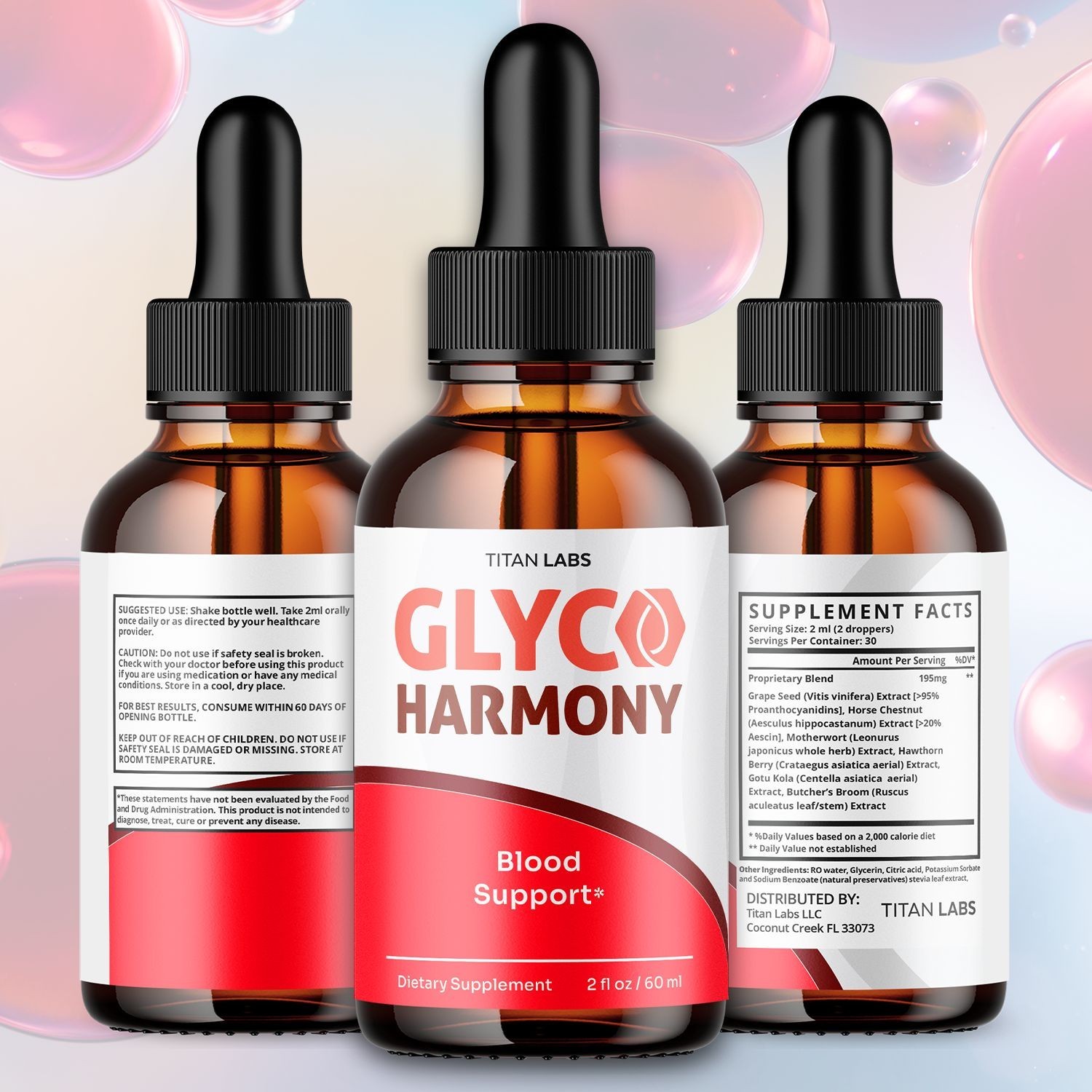 (5 Pack) Glyco Harmony Blood Support Drops Vitamin Supplement 150 Servings