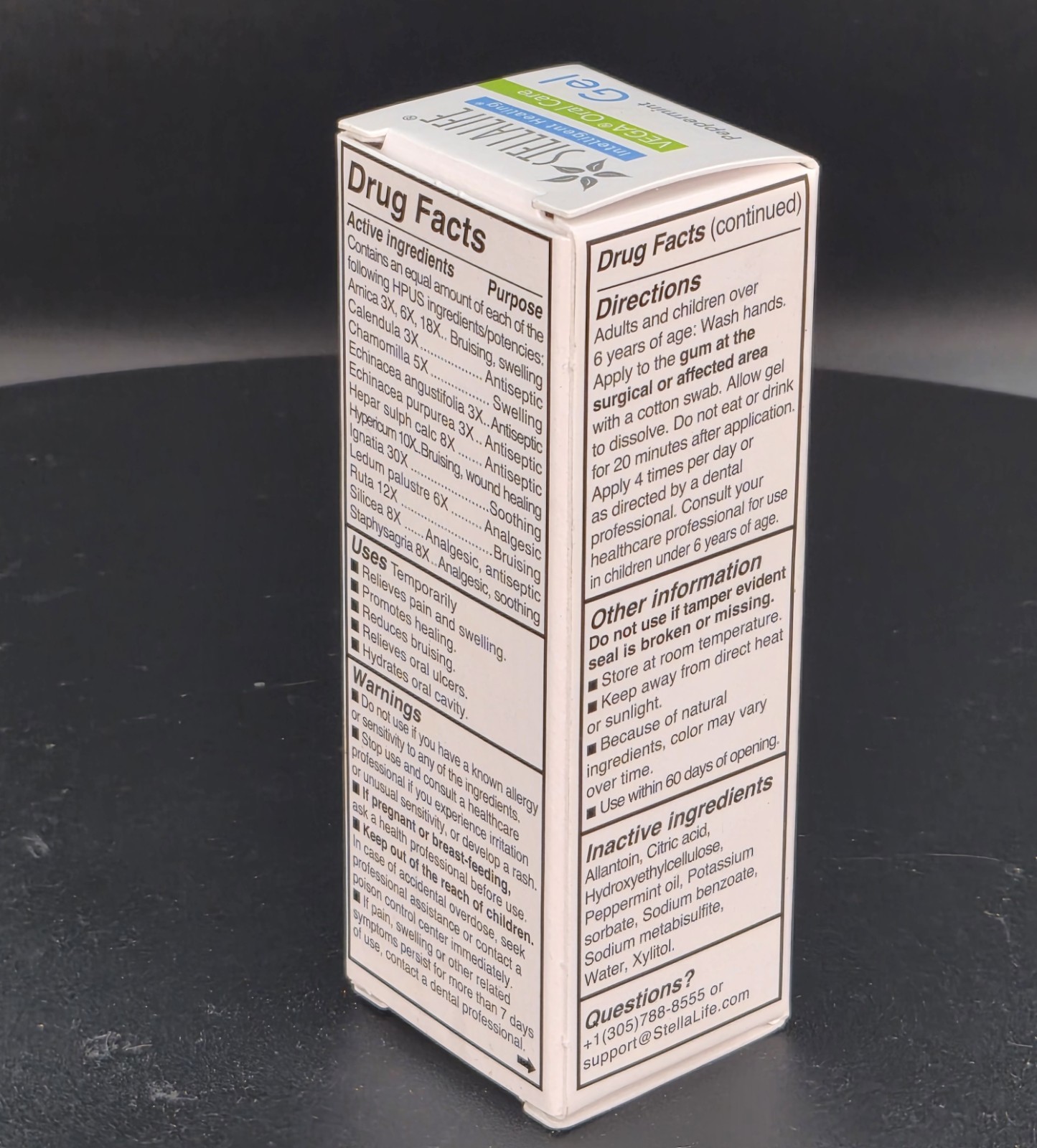 StellaLife VEGA Oral Care Homeopathic oral pain Gel Peppermint 1 fl oz
