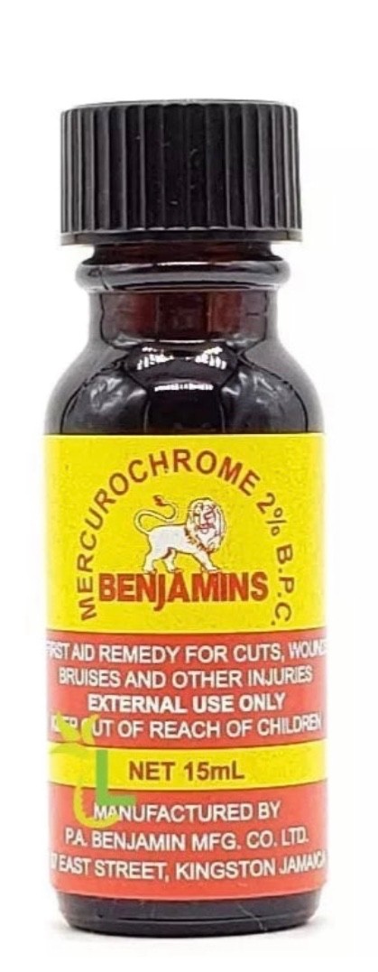 Benjamins Mercurochrome Jamaica Antiseptic 15 ml – First aid Remedy Cuts Wounds