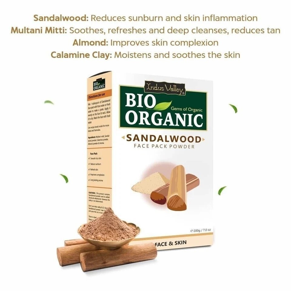 INDUS VALLEY Organic Sandalwood Powder Face Pack, 200g