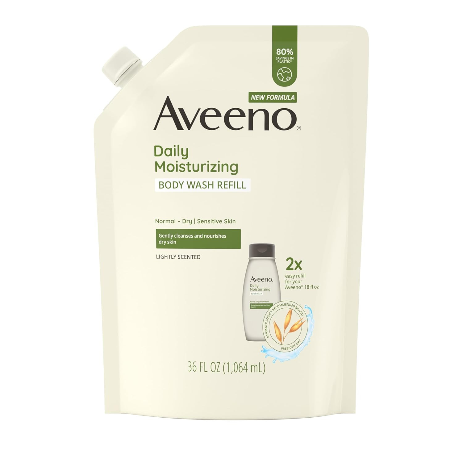 Aveeno Daily Moisturizing Body Wash for Sensitive Skin + Prebiotic Oat, Gently C