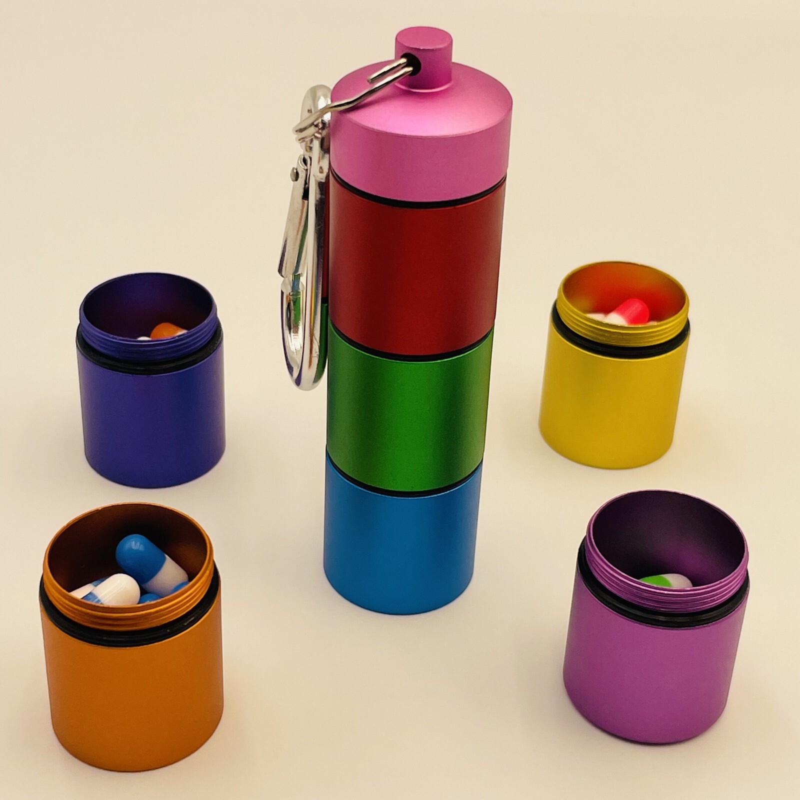 7 days Pill Box Metal Medicine Bottle Drug Holder Pill Container Case Keychain
