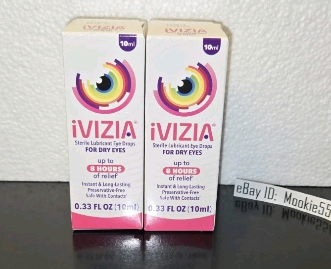 EXP 04/2026+! 2 Box LARGE 0.33oz (10mL) iVIZIA Lubricant Eye Drops!