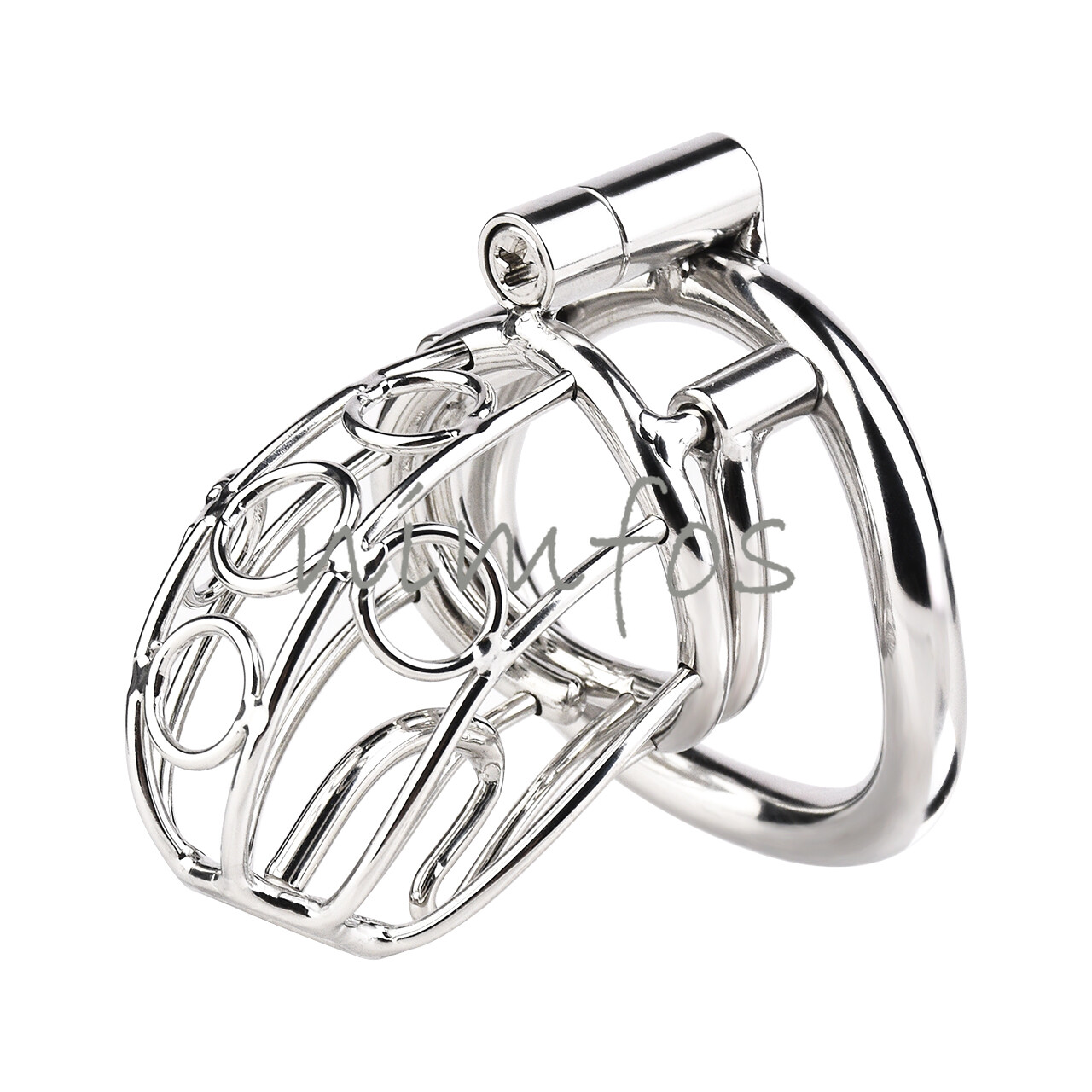 Metal PA Chastity Cage Men with PA Steel Penetration Curved Ring Chastity Device